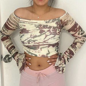 SHEIN Off the Shoulder Long Sleeve Crop Top